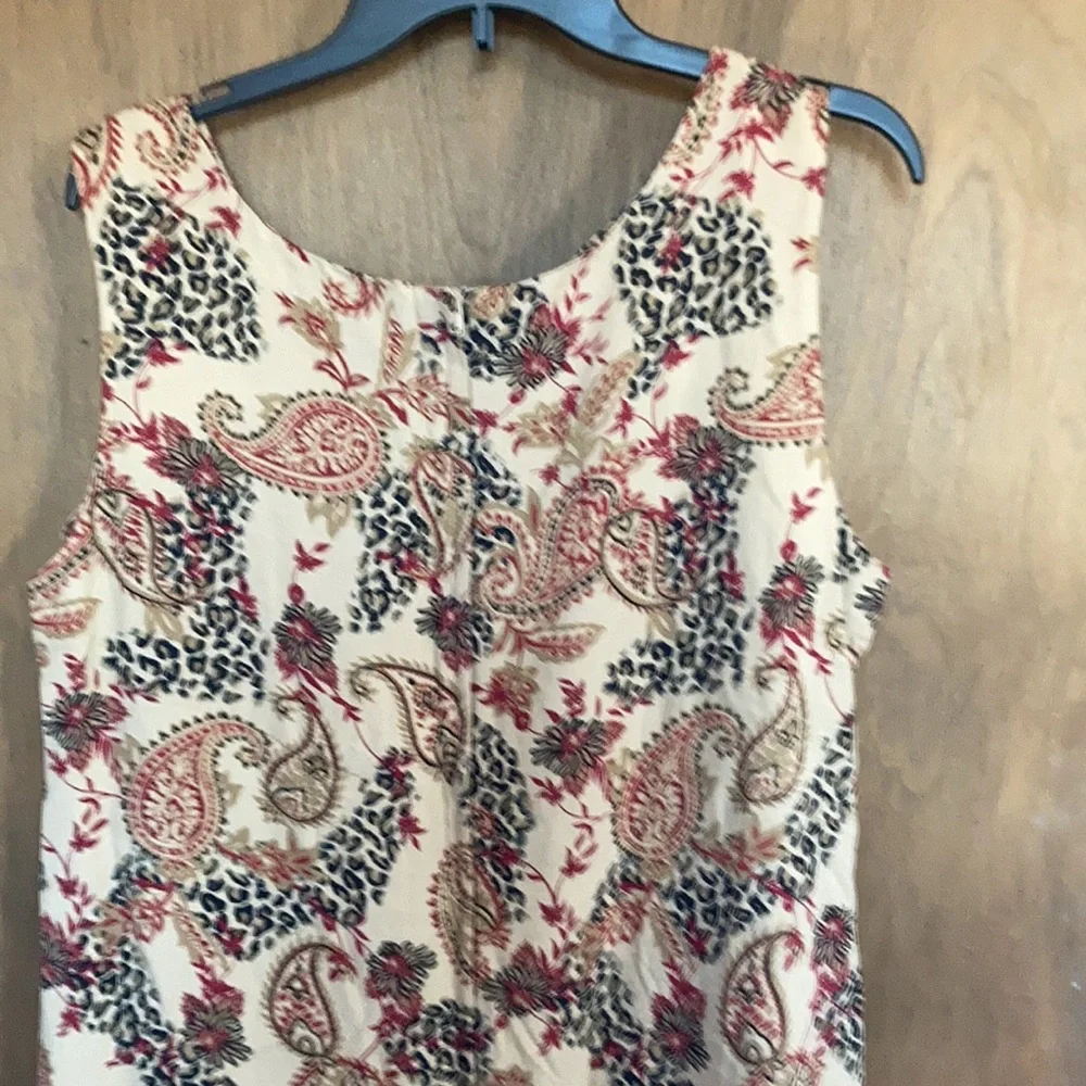Vintage dress sleeveless paisley animal print  casual office boho XL - Picture 12 of 16